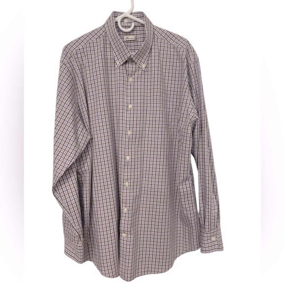 Peter Millar checked cotton buttoned down men’s shirt in size xlg
